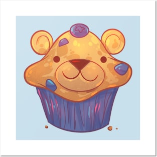 Blueberry blue-bear-y Muffin Posters and Art